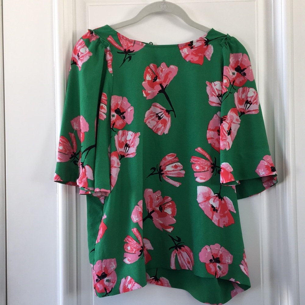 Who What Wear Green Pink 🌸 Blossom Flowy Blouse
